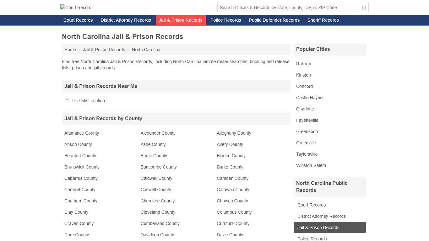 North Carolina Jail & Prison Records for Free (NC)